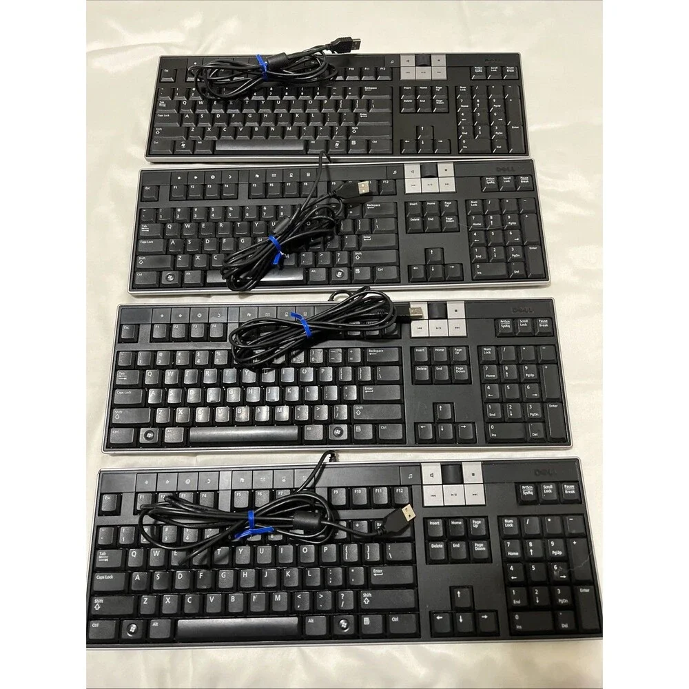 Lot Of 4 Genuine Dell Y-U0003-DEL5 U473D 2 USB Ports Multimedia Keyboard